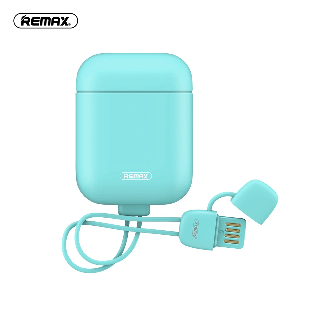 REMAX силиконовый защитный чехол для Airpod противоударный мягкий кожаный чехол для Airpods funda protectora наушники 2.1A зарядный чехол - Цвет: Небесно-голубой