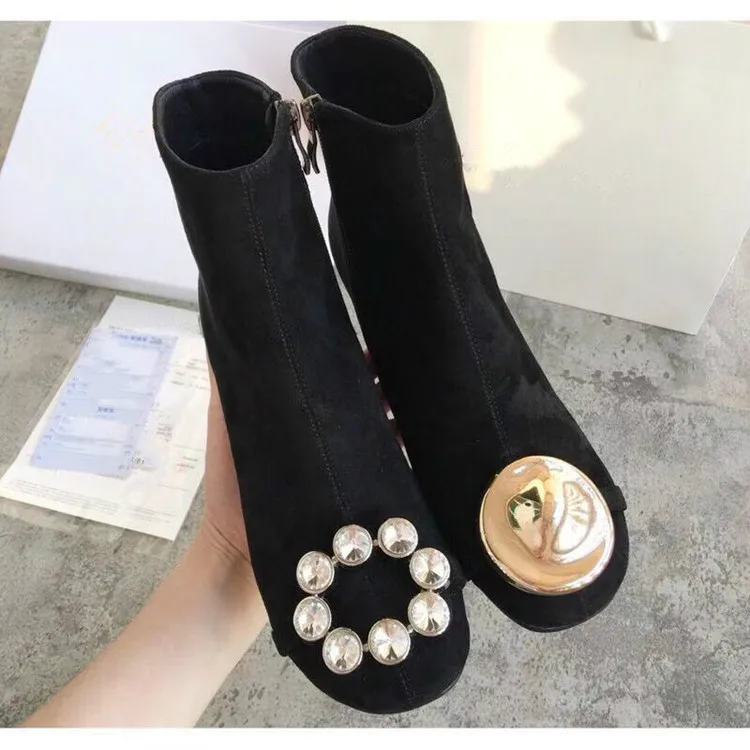 Martins/ботинки на Высоком толстом каблуке aлмазный квадратная пряжка короткие