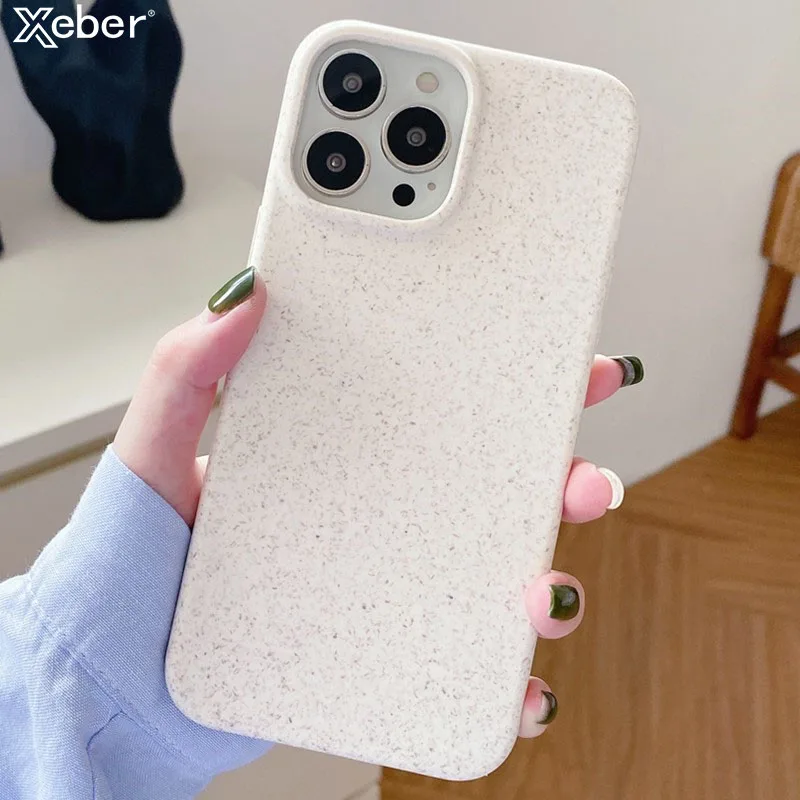 Экологичный чехол из пшеничной соломы для iPhone 13 Pro Max 12 11 XR XS X SE Mini 7 8 Plus однотонный