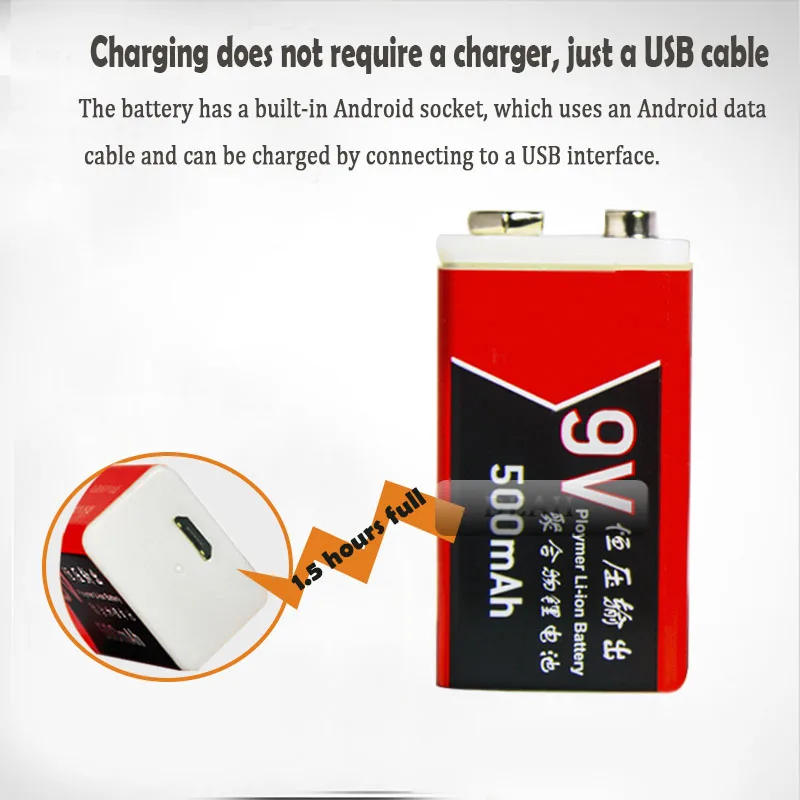 6 шт 9V 500mAh usb литий полимерный литиевый перезаряжаемый аккумулятор для мультиметр
