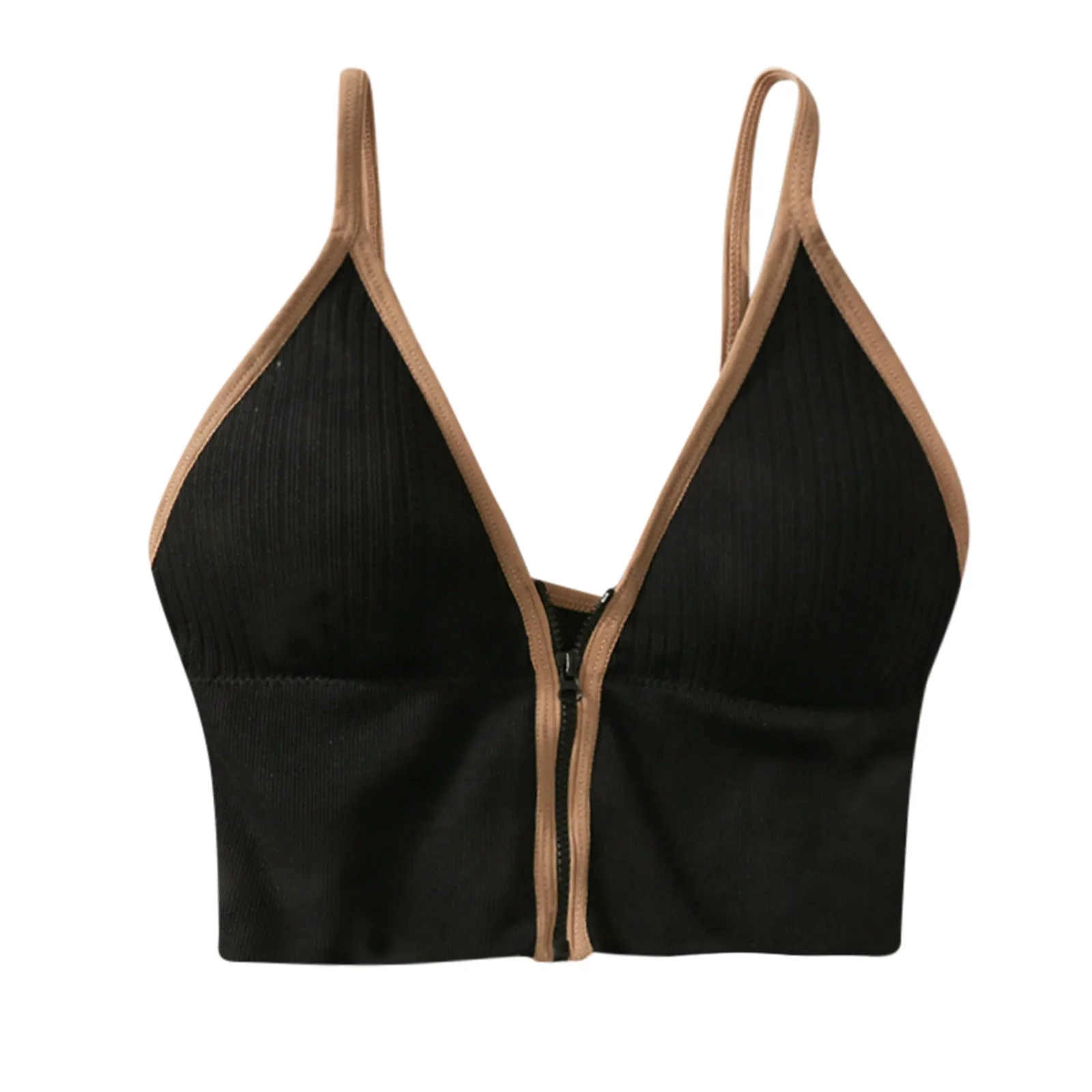 

Women's Deep V Zipper Chest Wrapped Seamless Sexy Rimless Vest Women Deep V-Neck Backless Body Sexy Bra Comfortable Bra