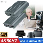 Карта захвата видео HDMI 4K 60 Гц, аудиовыход 3,5 мм, микрофон в приставке для циклической записи видео 1080P 60fps USB 3,0 2,0, потоковая трансляция в реальном времени