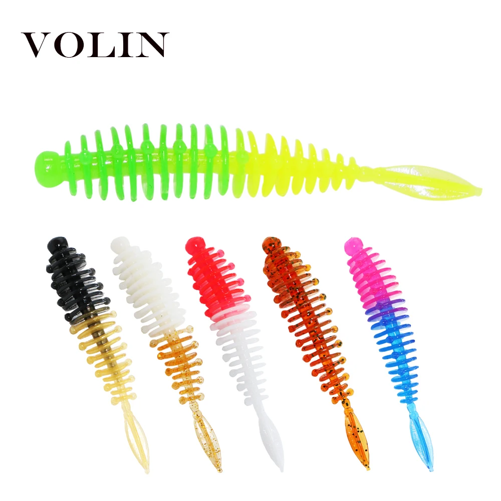 

VOLIN NEW 15pcs Trout Fishing Lure 40mm 1.2g Silicone Bait Rubber Artificial Fake Bait Fishing Baits Shad Wobblers Swimbait