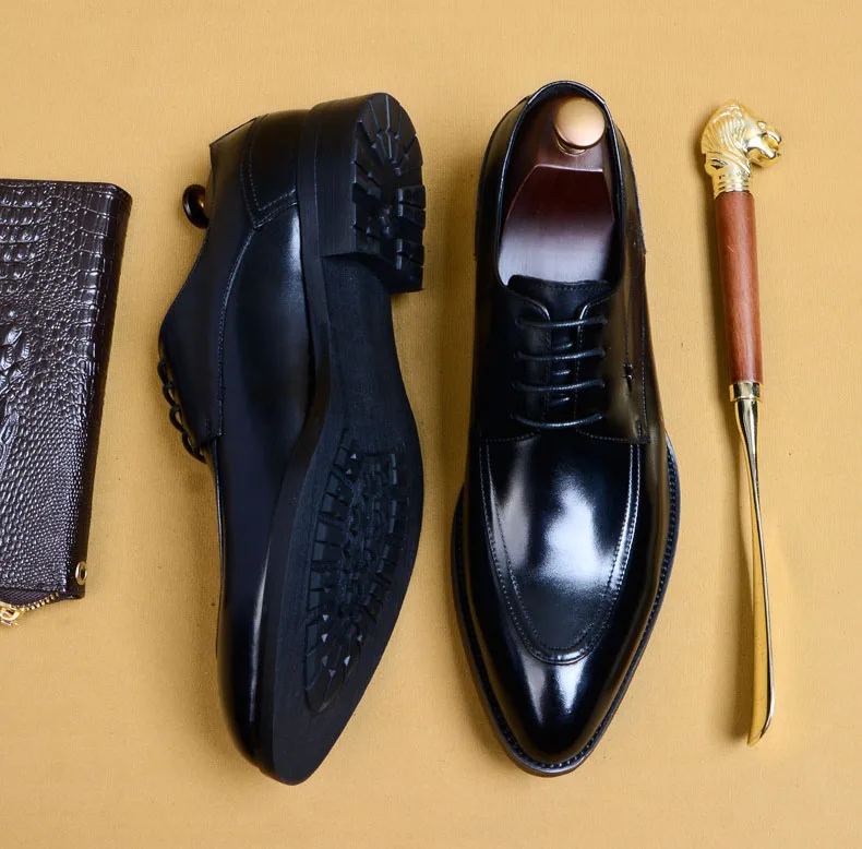 Туфли мужские классические из натуральной кожи официальная обувь свадьба модные