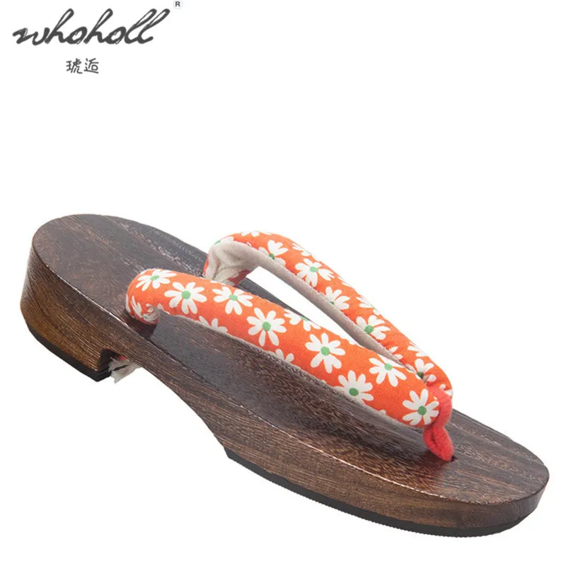 

WHOHOLL Geta Japanese Children's Clogs Kimonos Wooden Slippers For Female Kids Slippers Lovely Lolita Flip Flops Shoes Summer