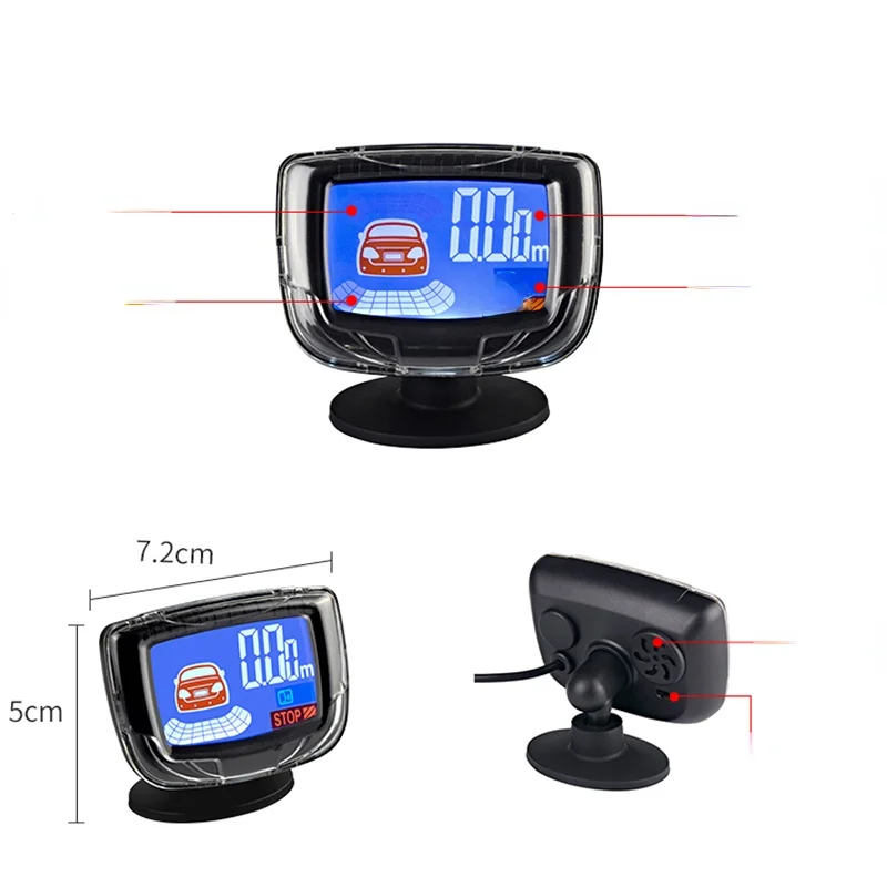 

Vehicle Parking Sensor LCD Display with Switch Car Reverse Radar Parking Distance Rear 4 Sensors Backup Alarm System Buzzer