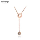 Чокер JeeMango из титана и нержавеющей стали с фианитами, ожерелья, ювелирные изделия, модное Очаровательное ожерелье с кулоном в виде сердца для женщин JN20023