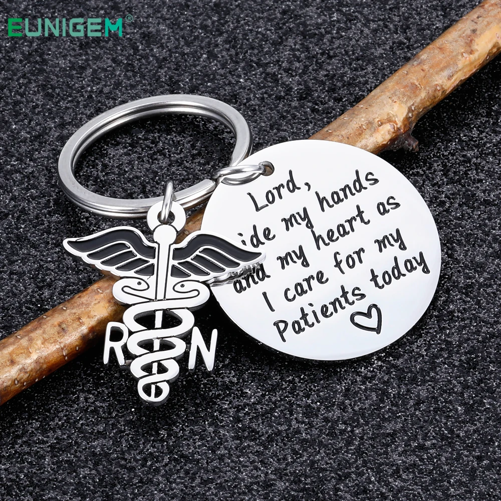 

Nurse Prayer Keychain Gift for Nursing School Graduate Lord Guide My Hands Keyring Gift for Medical Students