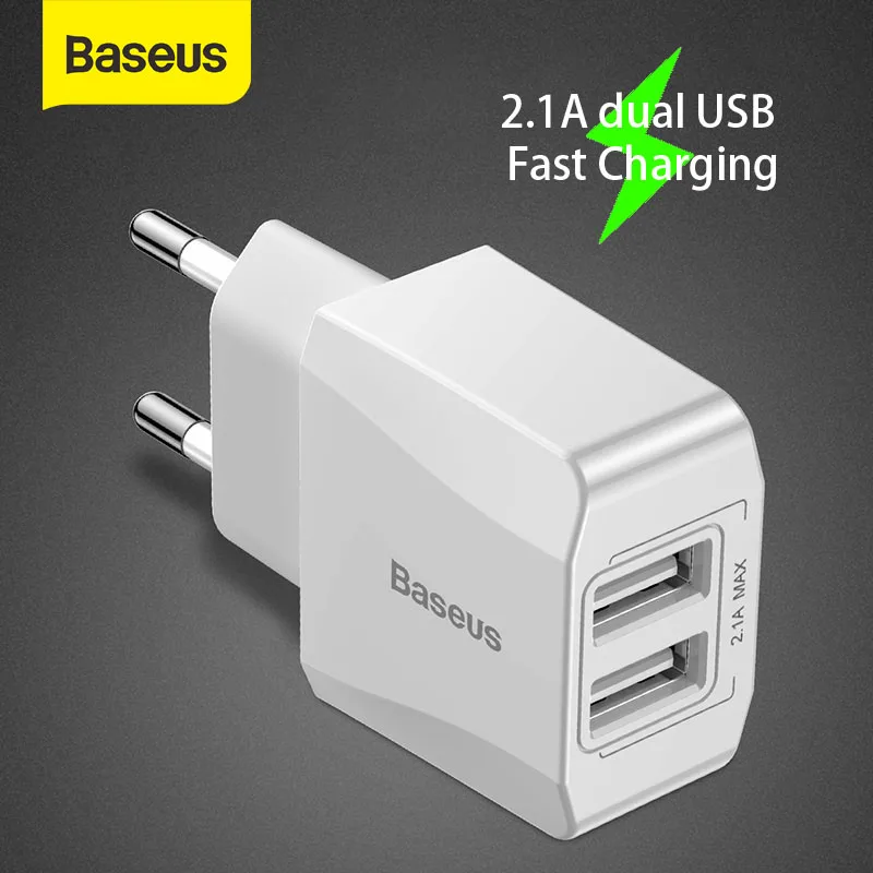 

USB-адаптер Baseus с европейской вилкой, универсальное зарядное устройство 2,1 А, зарядное устройство для телефона для iphone, Samsung, Xiaomi, адаптер для п...