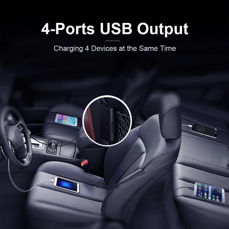 Портативное автомобильное зарядное устройство с зажимом для задней панели