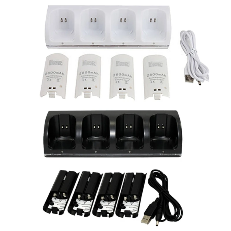 

4-Port Charger Charging Dock with 4 Rechargeable Battery Packs Fits for Wii B03C