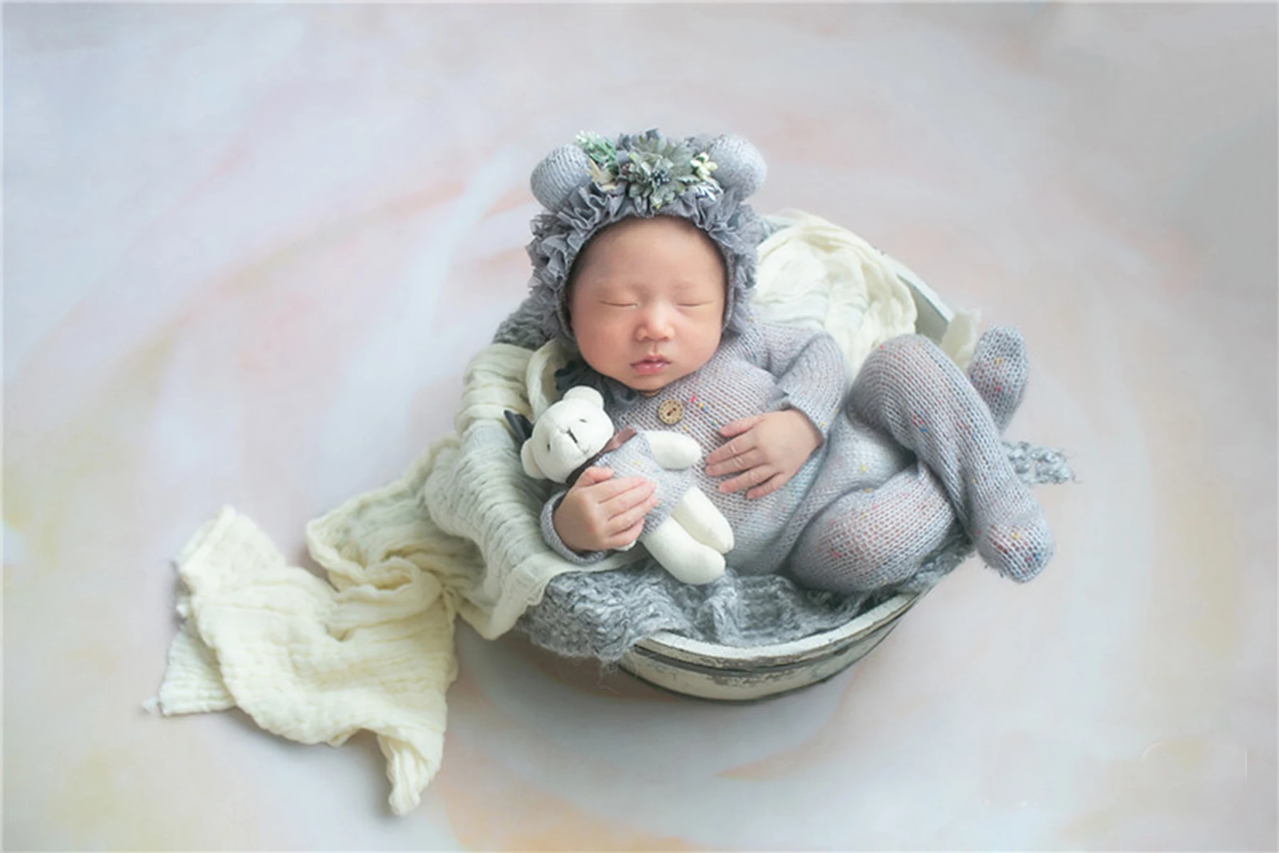 0-3 Month Newborn Photography 4Pcs Hat Pillow Romper Bodysuits Outfit Baby Boy Girl Clothes For Photo Shooting Props Accessories