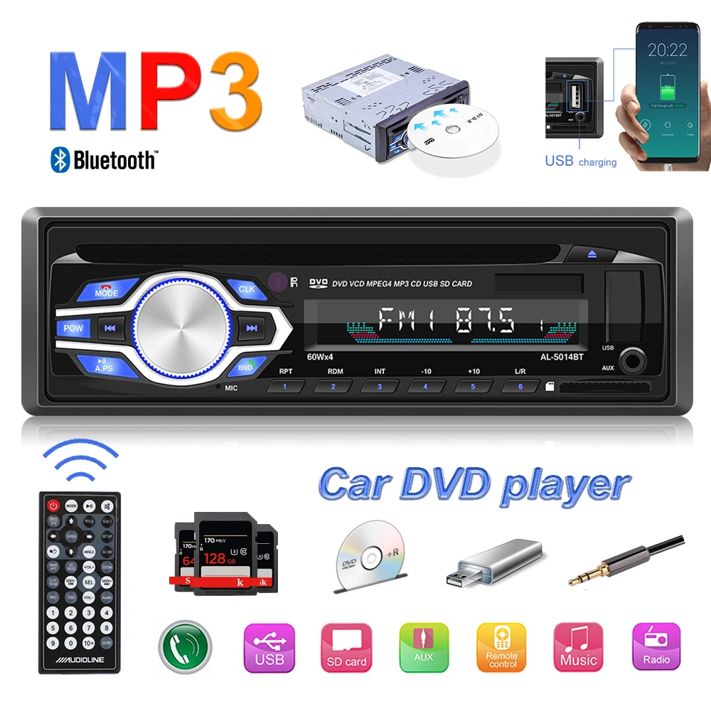 

Автомагнитола 1 Din, DVD-плеер, автостерео, Fm-радио, телефон, Aux-In, Fm, Usb-диск, музыкальный адаптер, гарнитура