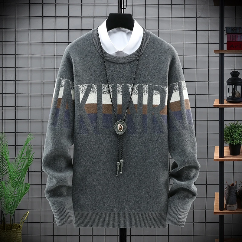 

Men's O-neck Sweater Long Sleeve Warm Knitted Pullovers 2021 New Casual Slim Fit Male Tops Soft Comfortable Men Clothing M-3xl