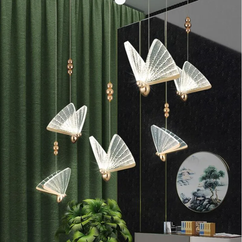 Подвесной светильник в виде бабочки современное светодиодное освещение для
