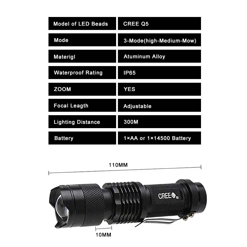 LED Mini Q5 Flashlight +XML-T6 18650 Rechargeble Battery 4000Lumens Waterproof Camping Hiking Outdoor Light | Лампы и освещение
