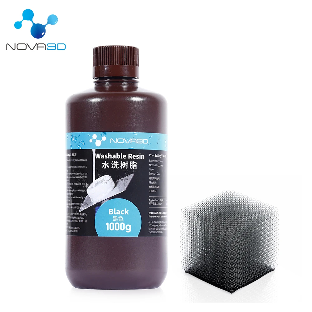 NOVA3D 1000 г вода моющаяся Резина 3D принтер УФ Смола 405nm LCD Фотополимерная Высокая Qaulity