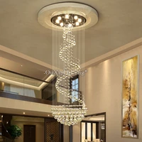 1pcs led crystal chandeliers light fixture for staircase stair lights luxury hotel villa vanity bedroom hanging lamp gf421
