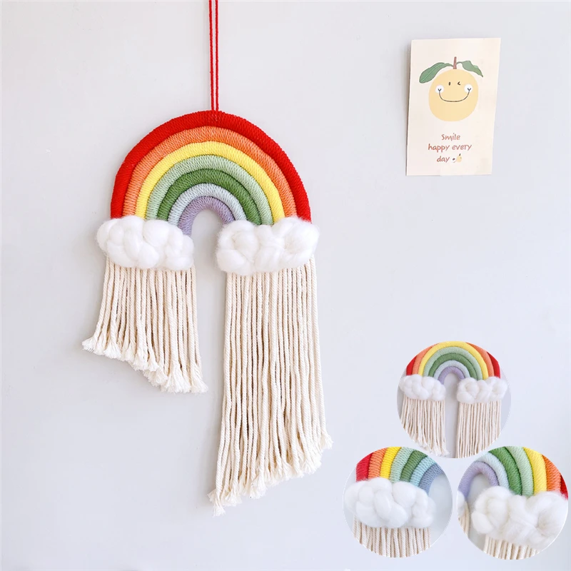 

Decoration Home Furnishings Tapestry Children's Room Pendant Woven Rainbow Clouds Tassels Ornaments Wall Pendants
