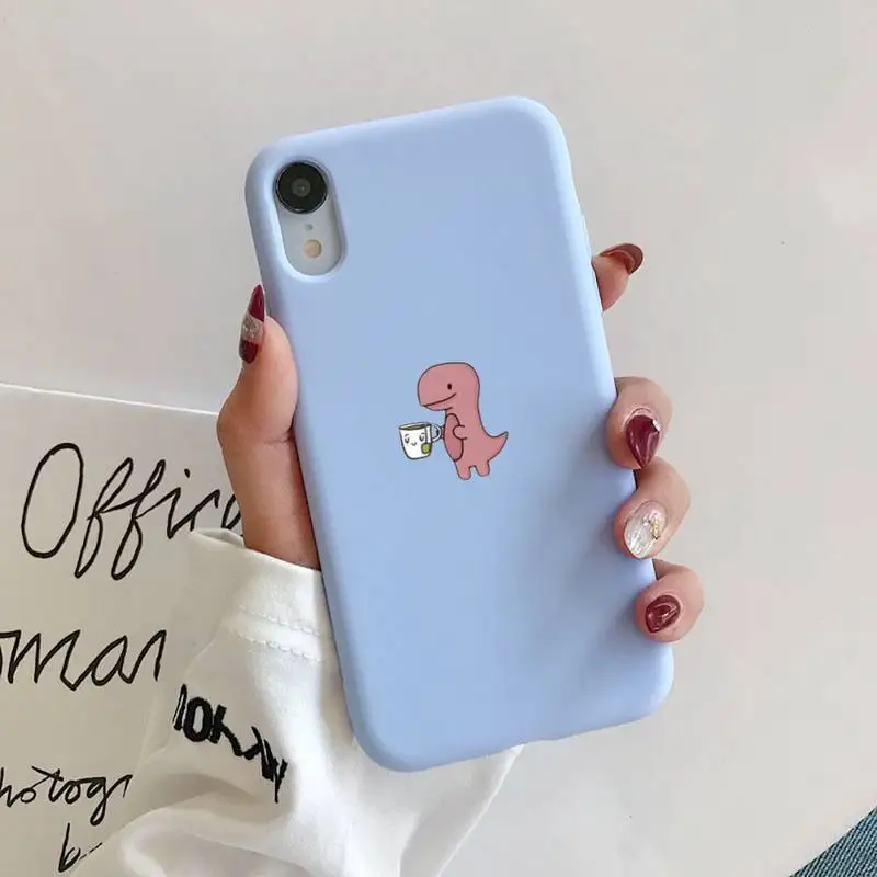 Cute dinosaur Liquid Silicone Phone Case for iphone 13 12 11 Pro Max XR XS X Soft Candy Cover for iPhone 6 6S 7 8 Plus Cases