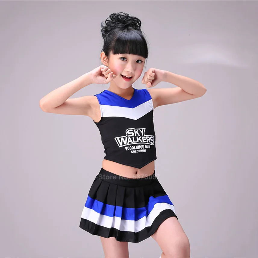 

Sleeveless Vest+pleated Skirt 2PCs Cheerleader Costumes for Kids Girls Student School Uniform Cheerleading Dance Performance