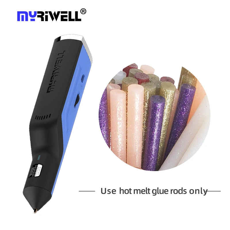 

Myriwell cordless mini hot melt glue gun pen with 6 glue sticks fixing 3d printing pen Birthday for Children Kids RS-100A