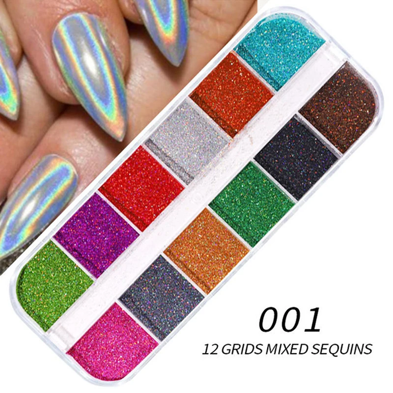 

Hot Sale Holographics Nail Powders Laser Shiny Nail Glitters Dust Decorations For Nail Art Chrome Pigment DIY Accessories