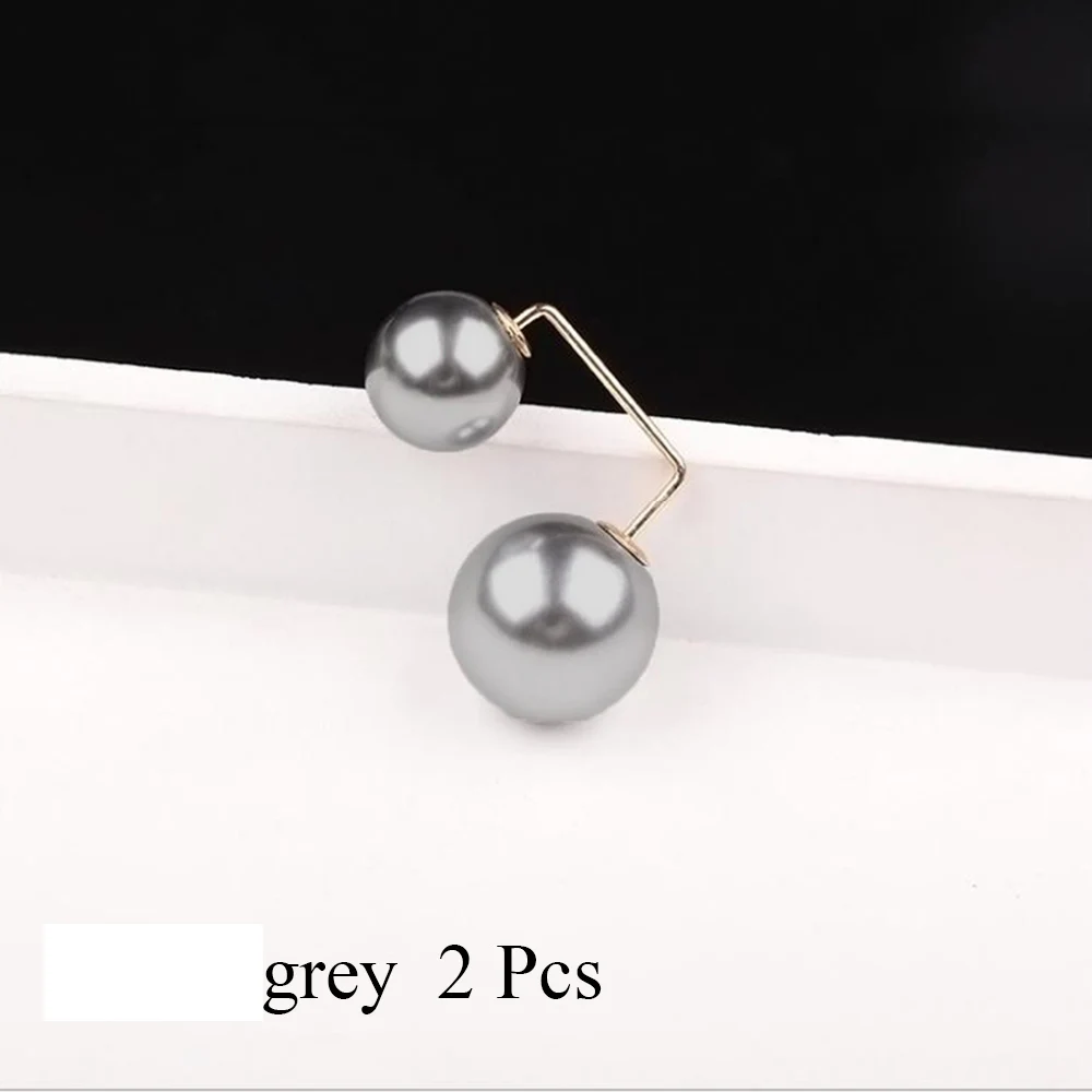 grey 2 шт./компл. простые серьги с двумя жемчужинами, брошь свитер воротник одноразовые иглы, брошь на застежке, Костюмы аксессуары Броши для Для женщин - Окраска металла: grey