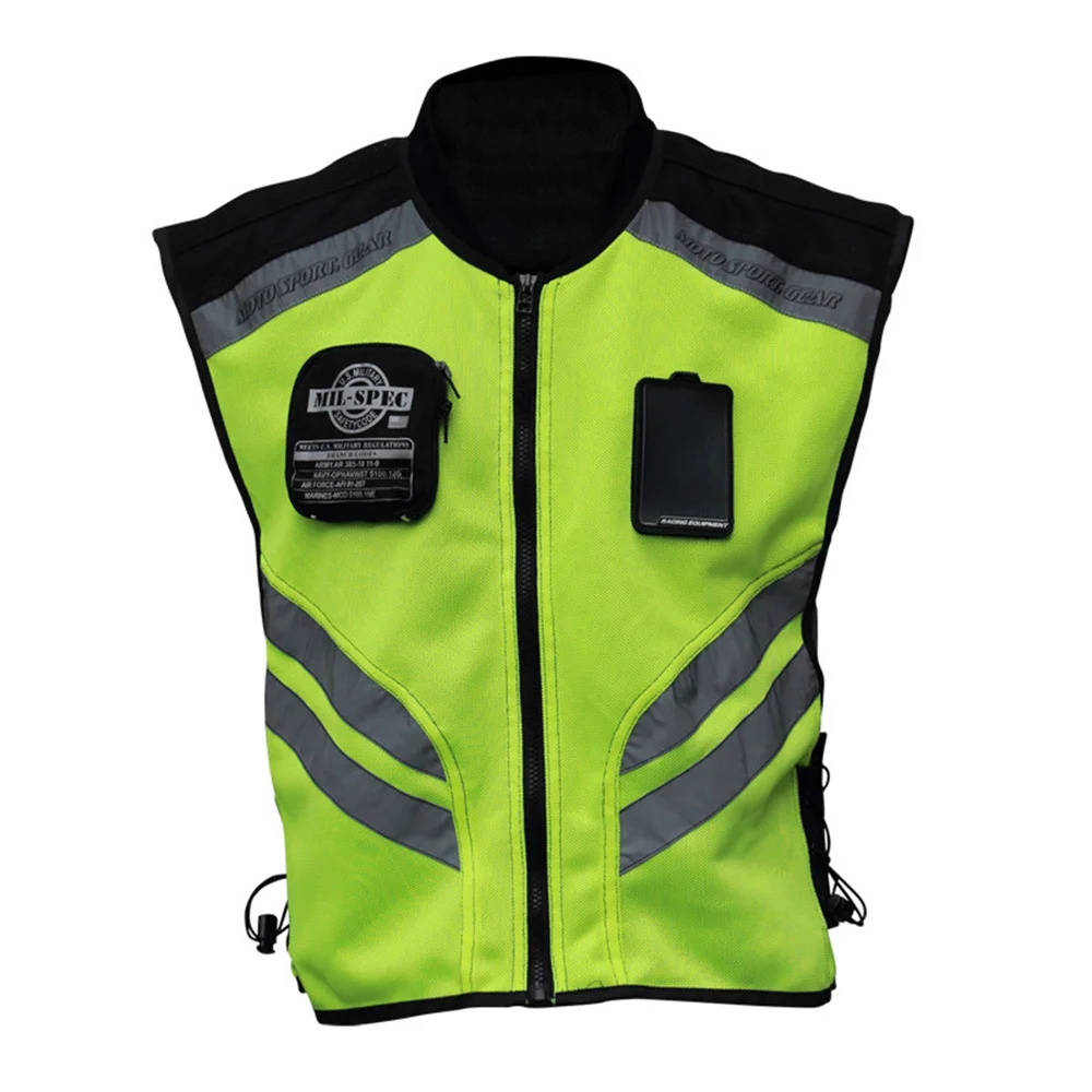 

Sports Motorcycle Reflective Vest High Visibility Fluorescent Riding Safety Racing Sleeveless Jacket Moto Gear (XXXL)