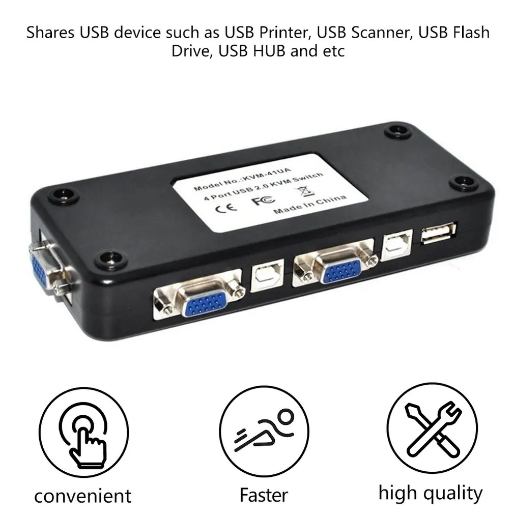 

New USB 2.0 KVM 4 Port SVGA VGA Keyboard Mouse Switch Box Monitor Sharing Wholesale