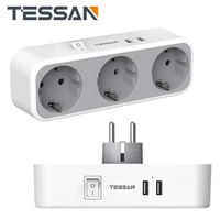 tessan multiple electrical socket eu plug extension power strip with 3 outlets 3 usb ports eu wall charger adapter for home