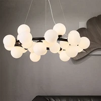 nordic designer led chandelier creative american glass ball iron pendant lamp restaurant bedroom living room hanging llights
