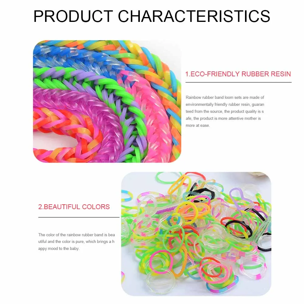 

4400 Loom Bands Loom Rubber Bands Rainbow Hand Knitting Machine Handmade DIY Color Rubber Band For Children DIY Kids