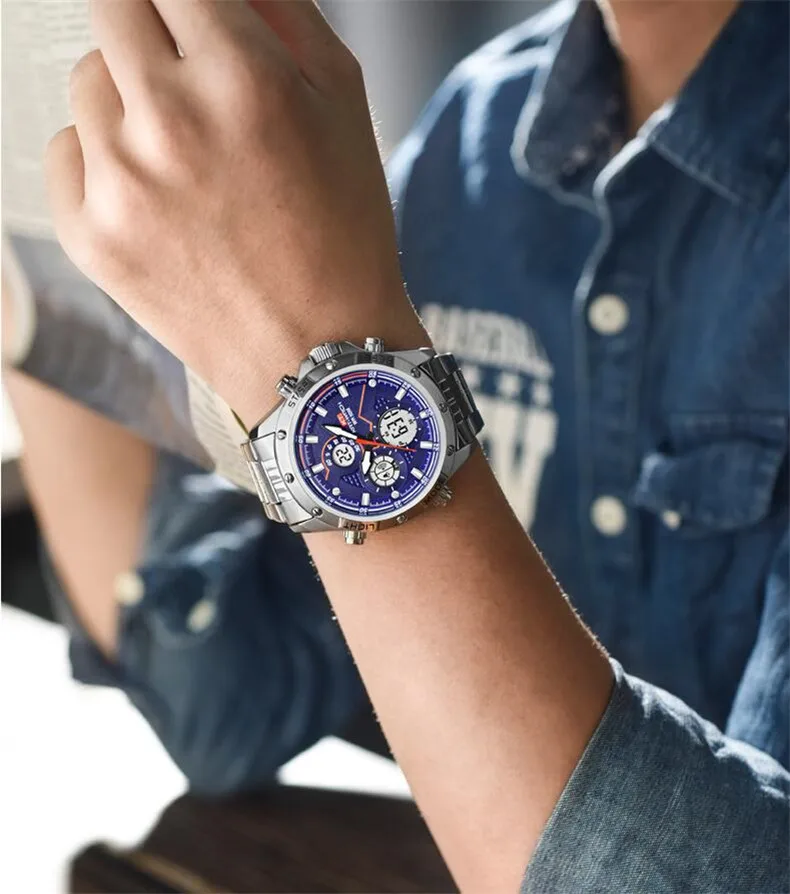 Кварцевые часы мужские s водонепроницаемые 50 м аналоговые часы модные светящиеся электронные часы из нержавеющей стали мужские спортивные часы Relogio Masculino
