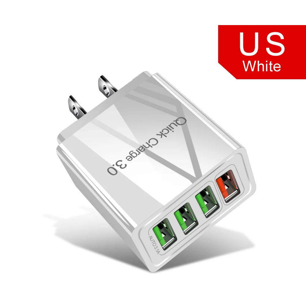 US Plug 48 Вт Быстрая зарядка 4,0 3,0 4 порта USB зарядное устройство USB быстрое зарядное устройство QC4.0 QC3.0 для samsung S10 A50 Xiaomi Mi9 iPhone X 7 настенный адаптер - Тип штекера: US Plug