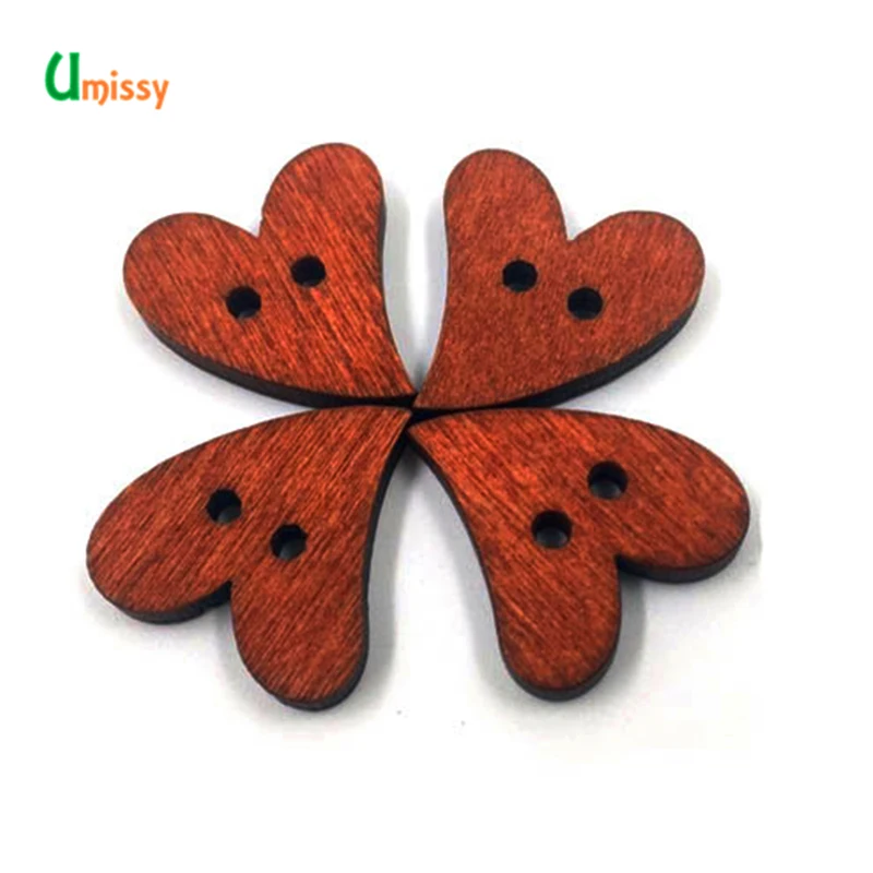 100 шт. деревянные пуговицы в форме сердца для скрапбукинга ручного шитья сделай