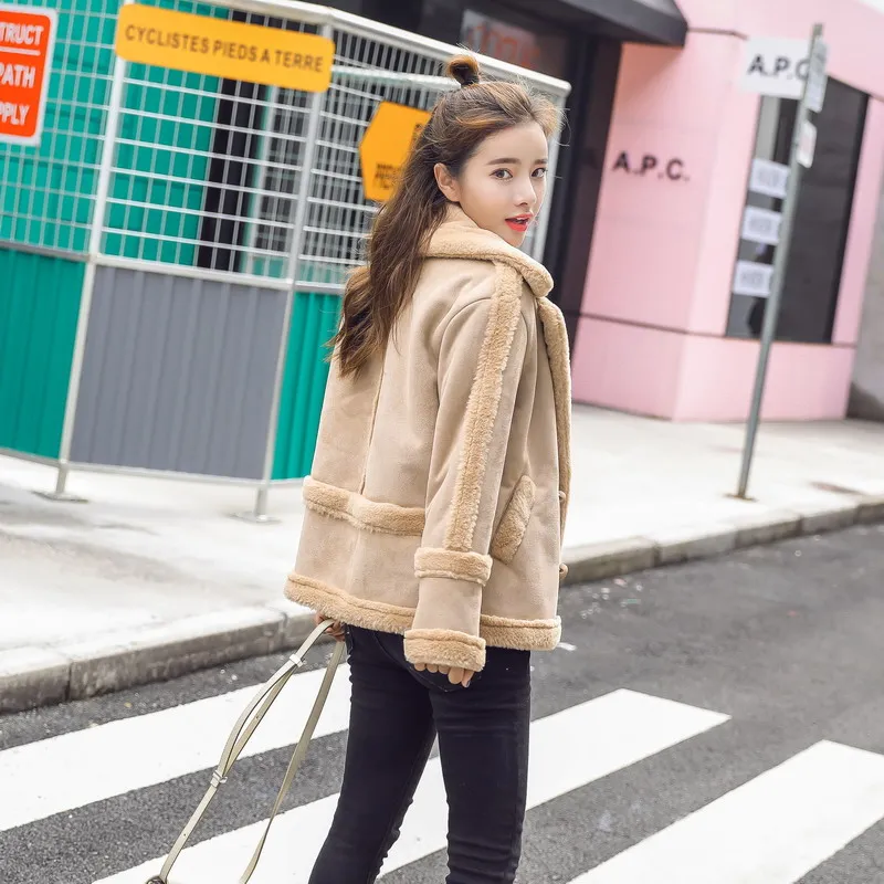 2019 новая утепленная замшевая куртка пальто женский меховой воротник зимние