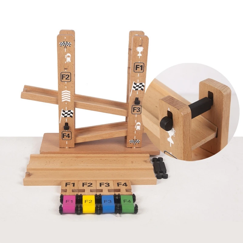 

Kids Wooden Ladder Gliding Car Toys Children Slot Track Car Educational Toys Wood Model Vehicles Slide Toy