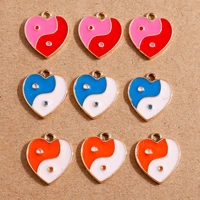 10pcs 1518mm enamel yin yang love heart charms for jewelry making cute drop earrings pendant necklaces diy keychain accessories