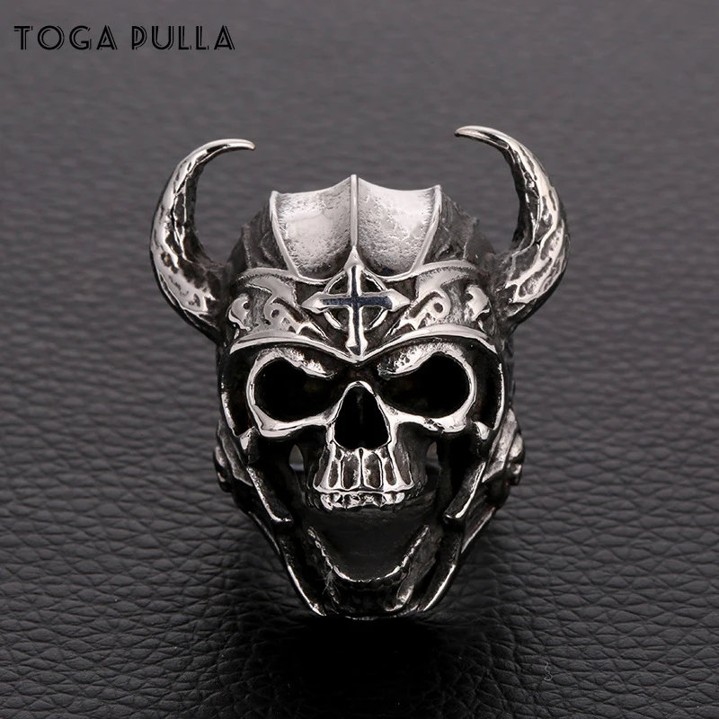 Крутые мужские кольца в стиле панк с черепом викингов воинов скандинавских богов