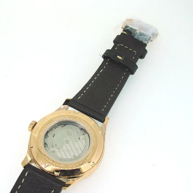 Мужские часы Parnis с автоматическим механизмом маленькие наручные корпусом из