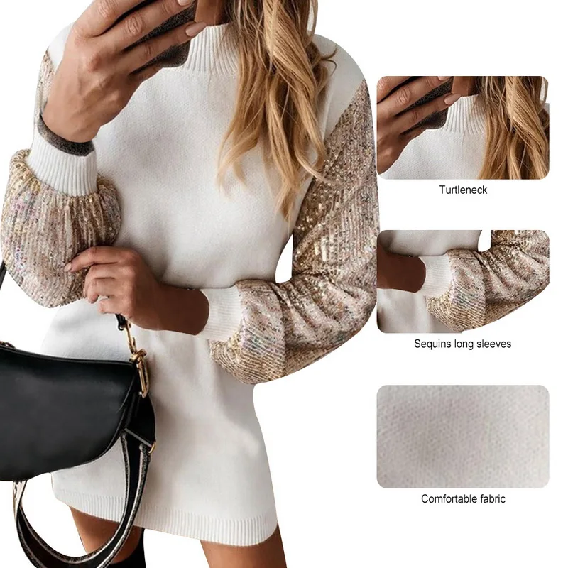 Офисное женское платье с высоким воротом Осеннее весеннее женская мода длинный