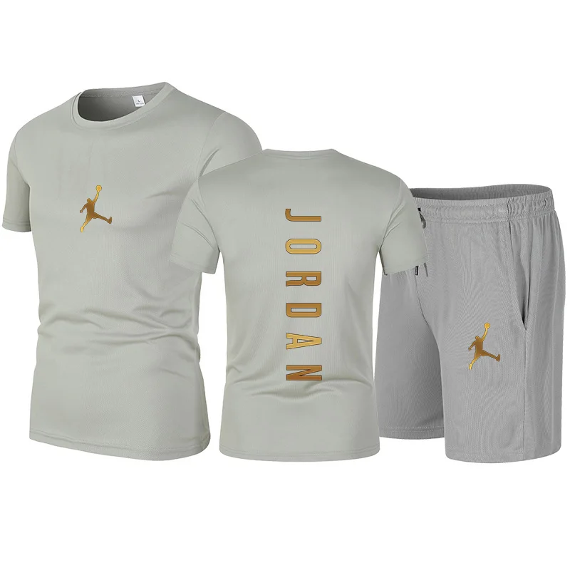 

2021 Fashion Men's T-shirt Shorts Set Men's Summer 2 Sportswear + Shorts Set Beach Men's Casual T-shirt Set Sportswear S-4XL