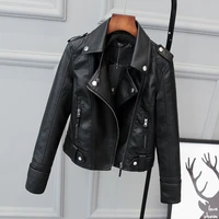 korean version of slim pu leather jacket womens 2021 spring autumn winter new motorcycle leather short coat