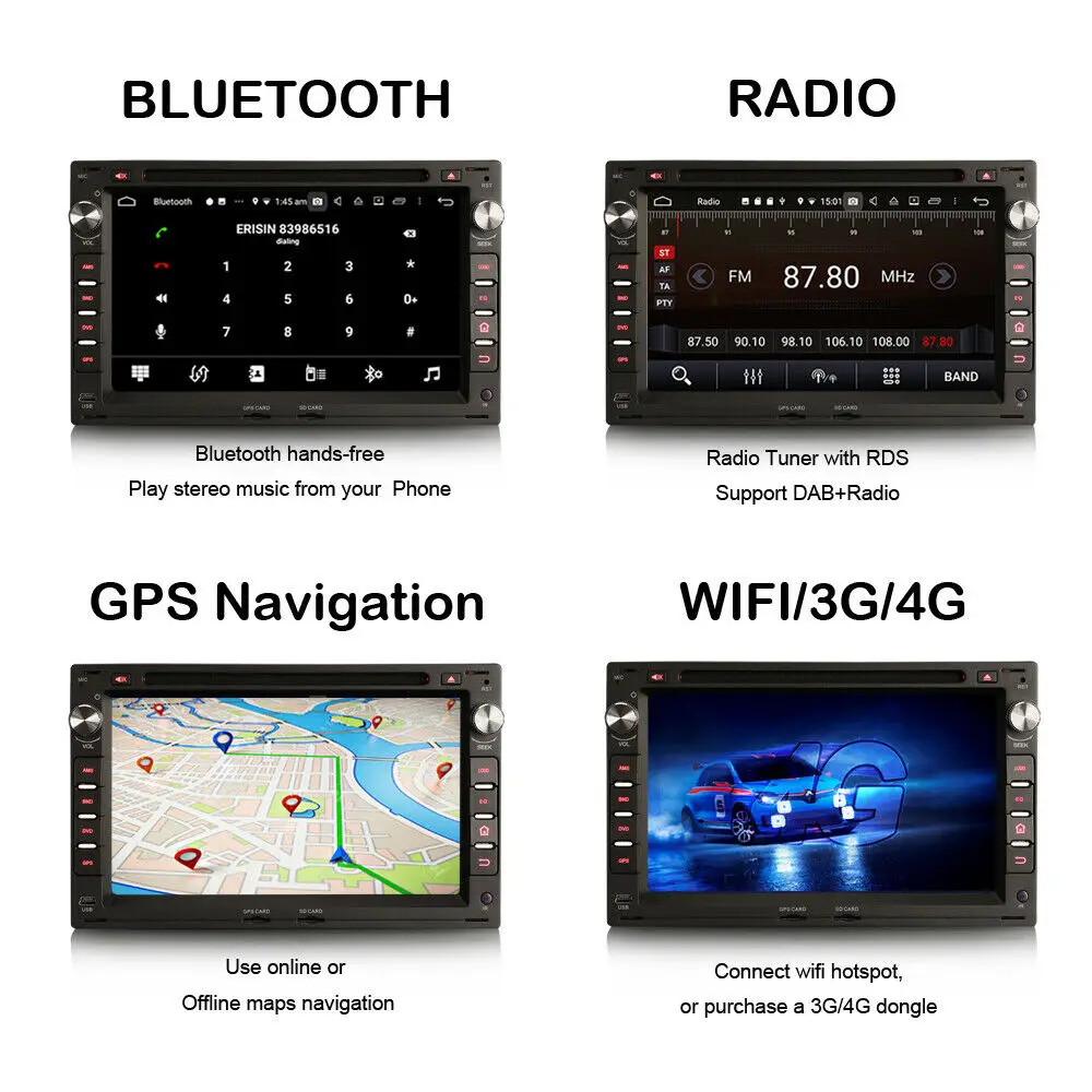 8 &quotAndroid 9 0 Bluetooth Автомобильный мультимедийный радио плеер wifi стерео gps СБ Navi для