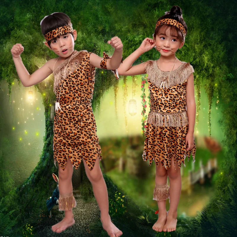 

Children's costumes Indian indigenous children clothing performance clothing savage primitive hunter clothing
