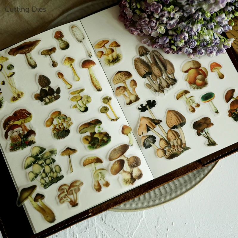 100 шт/партия винтажная Грибная иллюстрация веленевая писчая бумага наклейки для