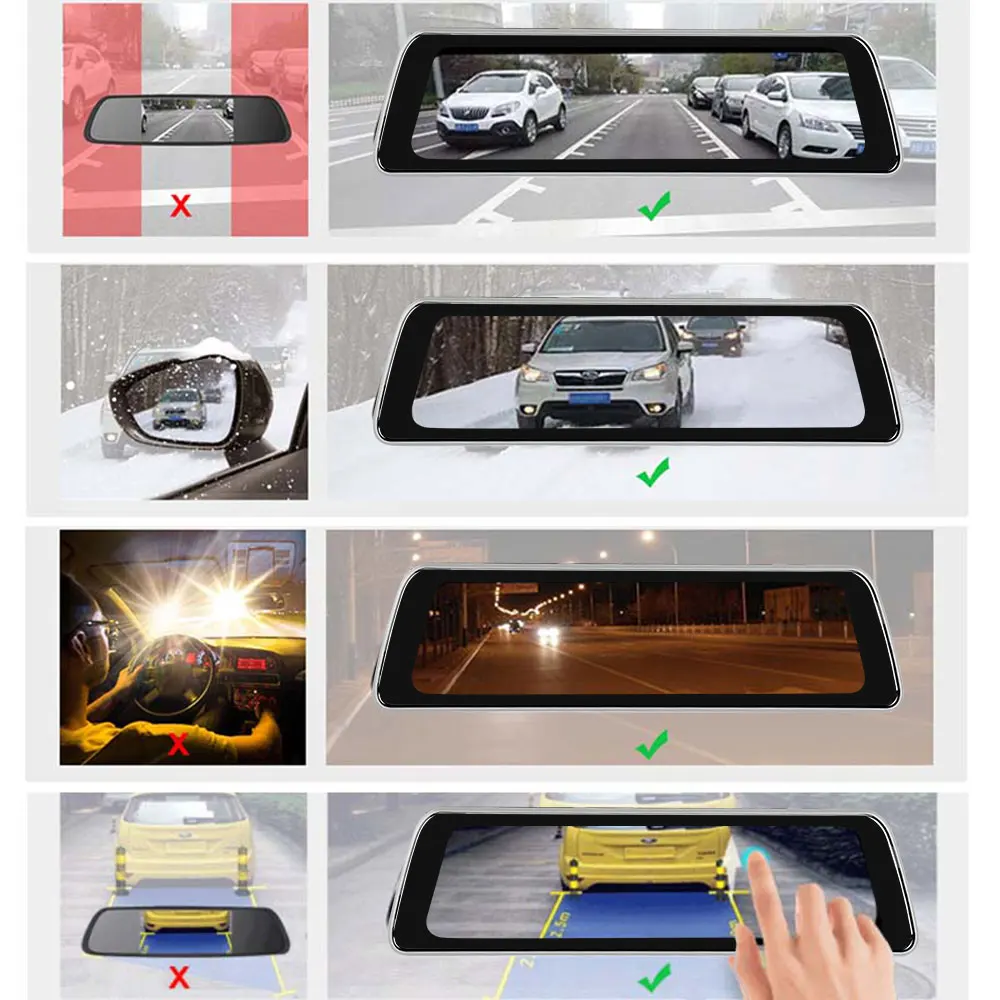Зеркало заднего вида ANSTAR 10 дюймов Android HD 1080 P с функцией ночного видения|dashcam dvr|wifi