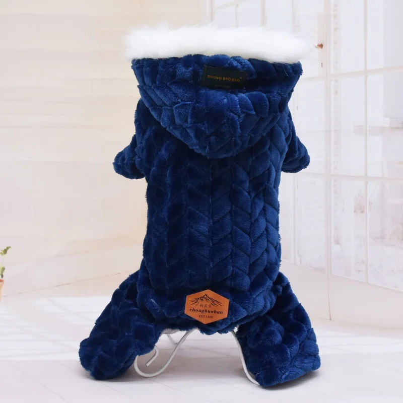 Winter Pet Dog Clothes  Thicker Polyester Cotton Coat Jumpsuit Four-legged Down Jacket For French Bulldog Puppy Chihuahua