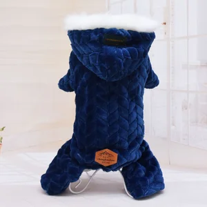 Winter Pet Dog Clothes  Thicker Polyester Cotton Coat Jumpsuit Four-legged Down Jacket For French Bu